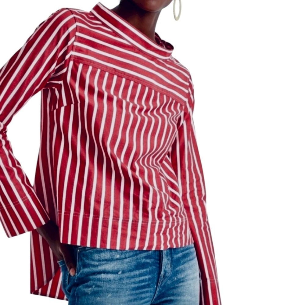 J. Crew Red and White Striped Button Down Shirt